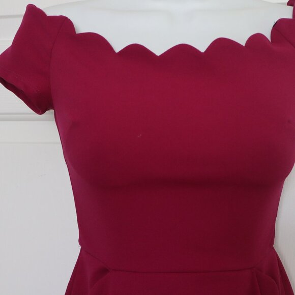 Size 1/2 Junior Wine Colored Off Shoulder Party/Church Dress - Picture 2 of 7